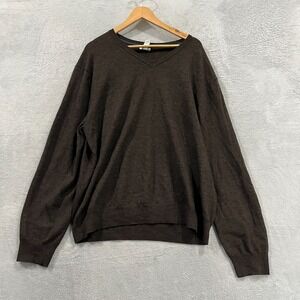 Gap Sweater Mens 2XL Merino Wool Pullover Brown Academia Old Money V-Neck Preppy